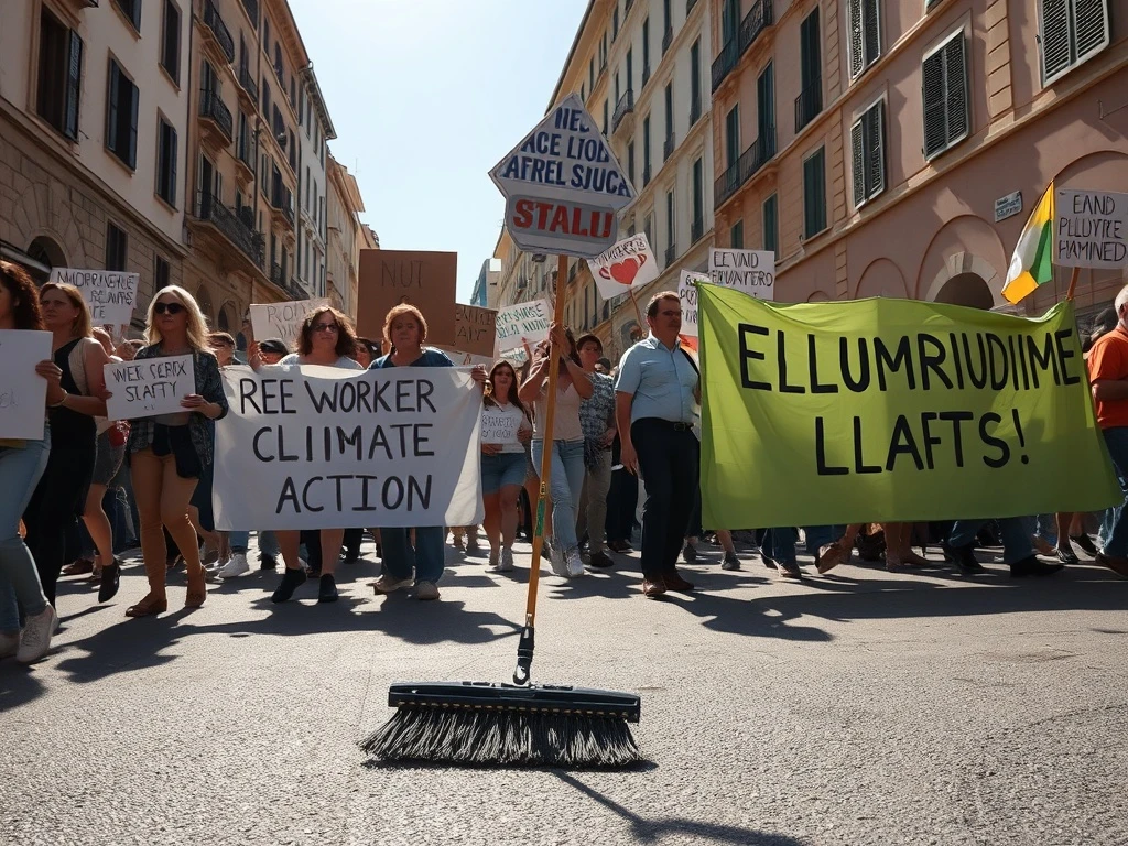 Protesters demanding worker safety after a tragic heatstroke death in Southern Europe highlight the urgent need for climate change protections.
