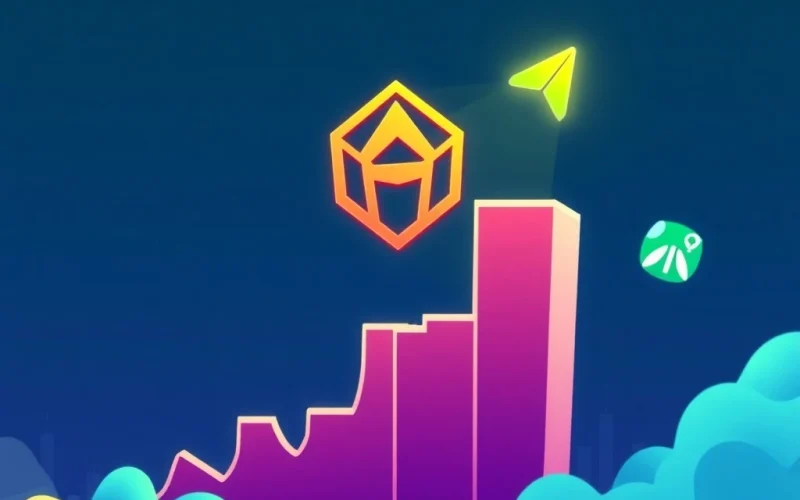A visual representation of Hedera HBAR's price surging after its Robinhood listing, aiming for a new HBAR price target.