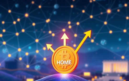 HOME crypto token experiencing a significant surge, fueled by advanced blockchain network upgrades and institutional adoption.