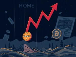 Chart showing a sharp HOME token price drop, representing crypto market volatility and regulatory challenges.