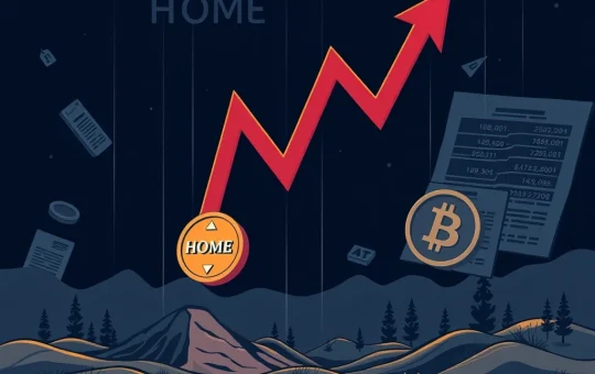 Chart showing a sharp HOME token price drop, representing crypto market volatility and regulatory challenges.