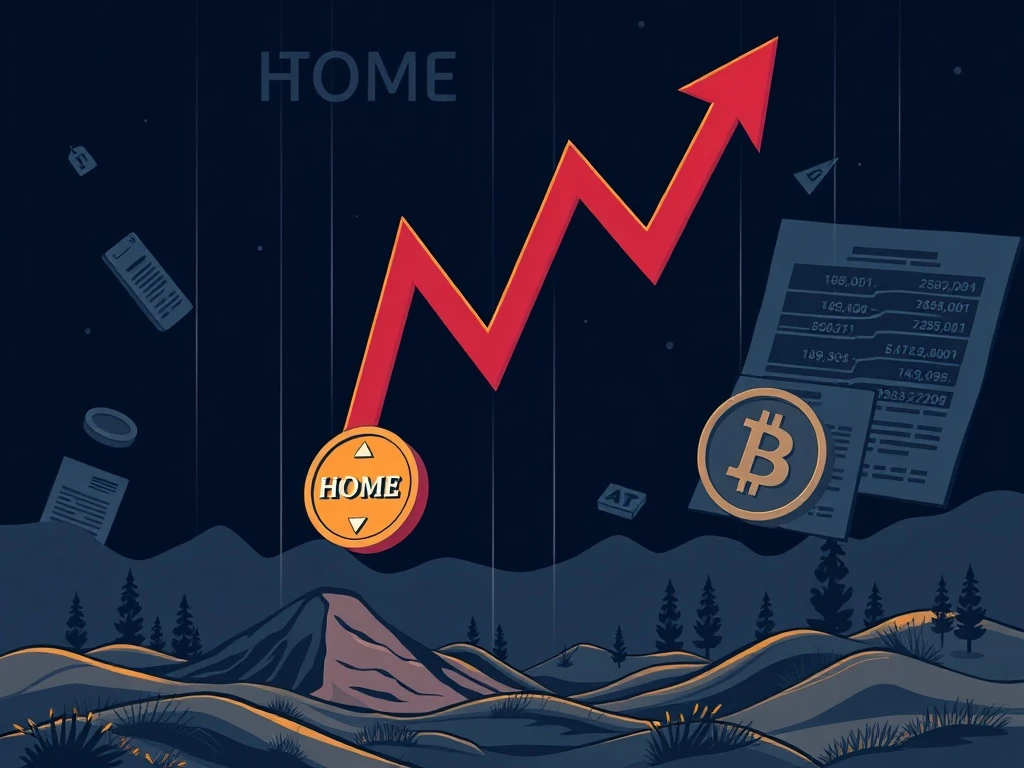 Chart showing a sharp HOME token price drop, representing crypto market volatility and regulatory challenges.