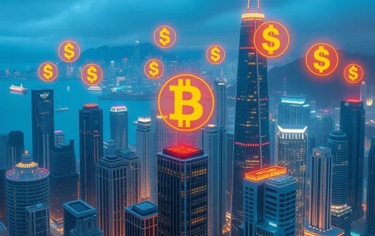 Hong Kong skyline with digital currency symbols highlighting stablecoin regulations