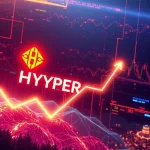 A dynamic chart showing HYPER crypto's massive price surge, symbolizing the impact of recent protocol upgrades.