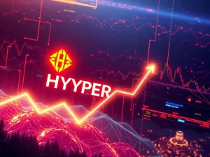 A dynamic chart showing HYPER crypto's massive price surge, symbolizing the impact of recent protocol upgrades.