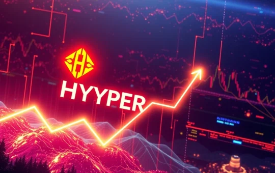 A dynamic chart showing HYPER crypto's massive price surge, symbolizing the impact of recent protocol upgrades.