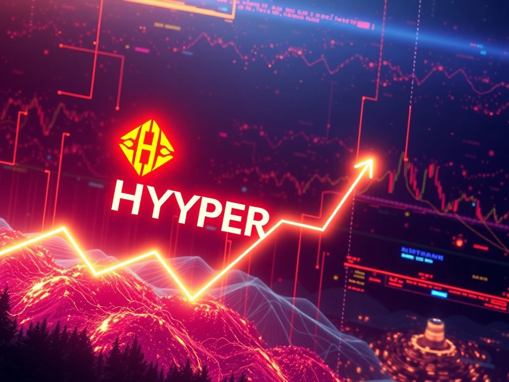 A dynamic chart showing HYPER crypto's massive price surge, symbolizing the impact of recent protocol upgrades.