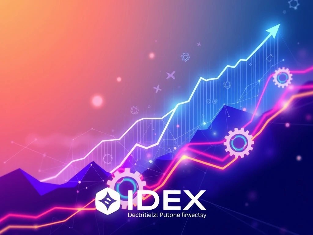A digital chart illustrating the rapid IDEX crypto surge, symbolizing its growth driven by DeFi partnerships and innovation.