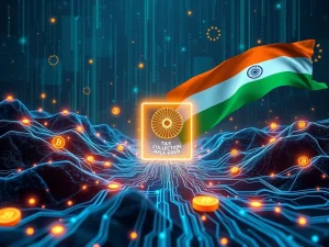 An AI system analyzing cryptocurrency transactions to detect tax evasion in India, symbolizing the success of Indian crypto tax collection efforts.