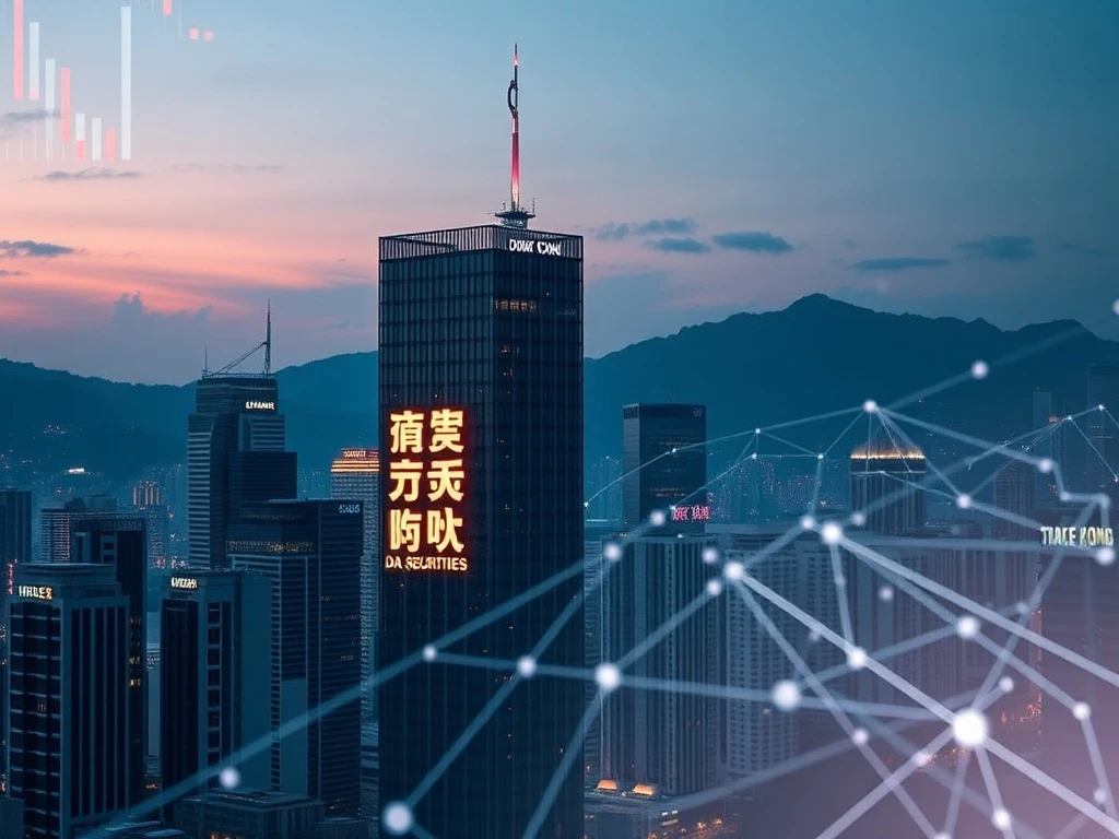 Hong Kong's financial district skyline at dusk, symbolizing Jia Fu Da Securities' pursuit of an SFC license.