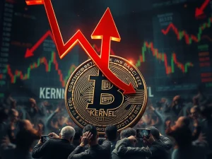 Dramatic KERNEL cryptocurrency crash with steep red downward trend