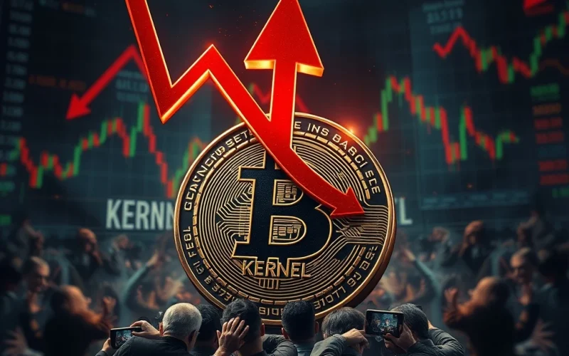 Dramatic KERNEL cryptocurrency crash with steep red downward trend
