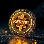 KERNEL cryptocurrency surges with glowing digital coin symbolizing rapid blockchain growth