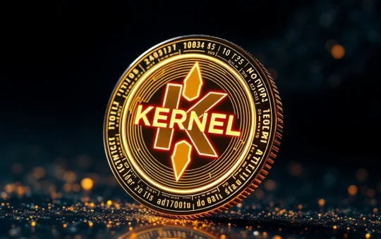 KERNEL cryptocurrency surges with glowing digital coin symbolizing rapid blockchain growth