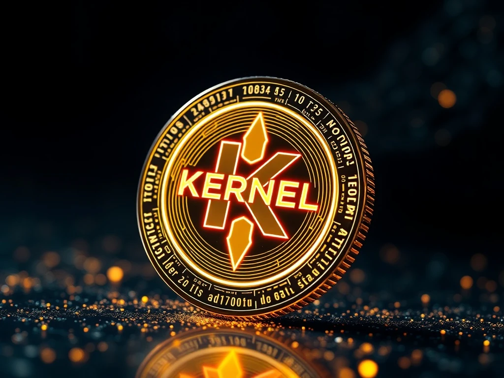 KERNEL cryptocurrency surges with glowing digital coin symbolizing rapid blockchain growth