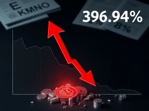 KMNO crash depicted in a dramatic cryptocurrency market downturn graph