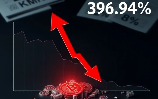 KMNO crash depicted in a dramatic cryptocurrency market downturn graph