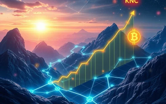 A vibrant visual of KNC's astonishing surge, highlighting Kyber Network's expanding DeFi ecosystem and robust KNC token utility.