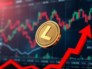 A digital coin representing LAZIO token sharply declining, symbolizing the recent LAZIO price drop and crypto market volatility.