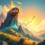 LISTA token's rapid 471.6% cryptocurrency surge depicted on a volatile market chart, highlighting altcoin gains.
