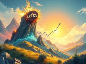 LISTA token's rapid 471.6% cryptocurrency surge depicted on a volatile market chart, highlighting altcoin gains.