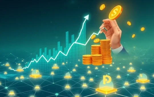 Visualizing LOKA's dramatic crypto surge driven by institutional interest and new product launches.