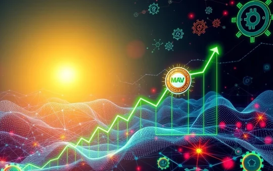 MAV price surge illustration showing rapid growth fueled by strategic crypto partnerships and decentralized governance advancements.