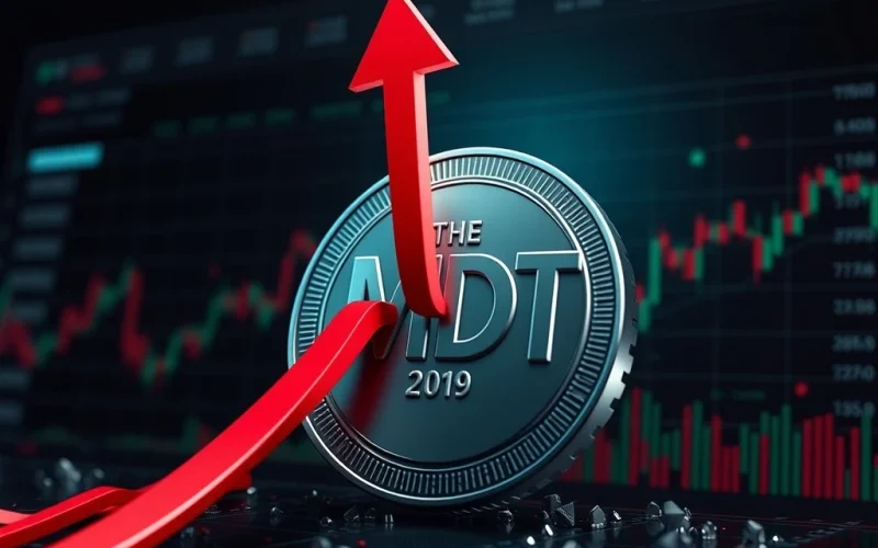 Dramatic MDT price drop shown through crashing cryptocurrency market visualization