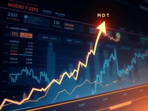 MDT price surge shown on a futuristic cryptocurrency dashboard with dramatic upward spike