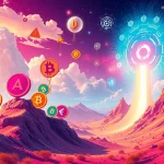 A visual representation of various meme coins achieving explosive growth, integrating AI and DeFi, symbolizing the future of crypto investments.