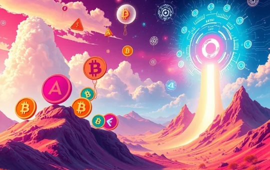 A visual representation of various meme coins achieving explosive growth, integrating AI and DeFi, symbolizing the future of crypto investments.