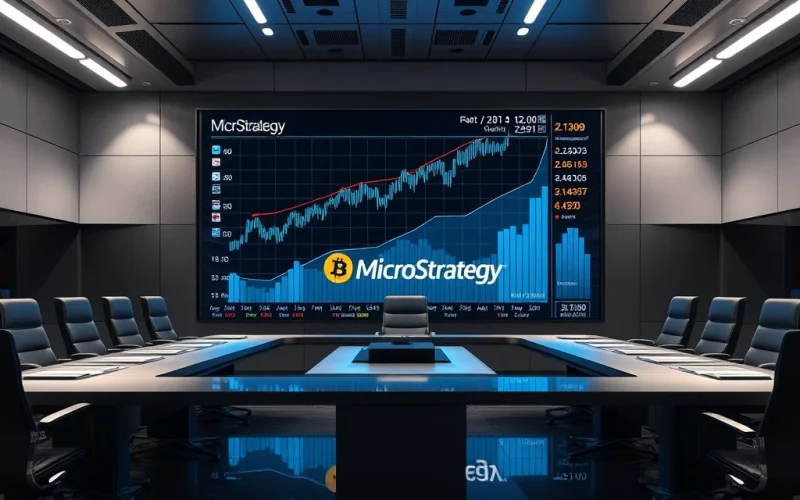 MicroStrategy's bold Bitcoin investment strategy displayed in a corporate setting