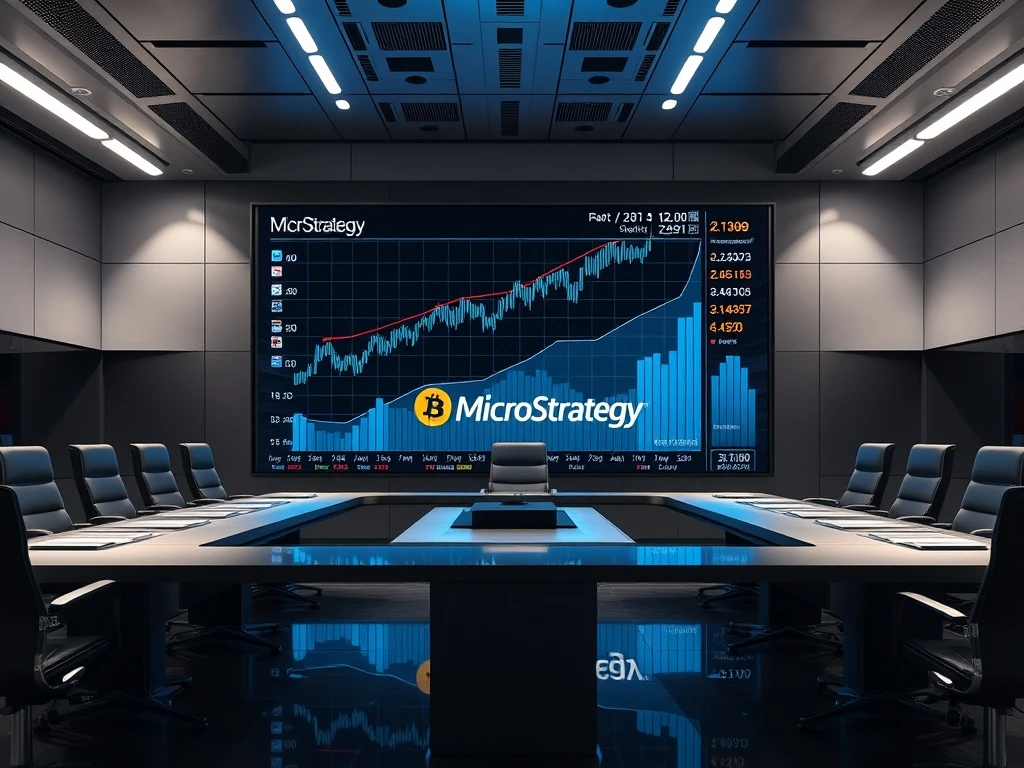 MicroStrategy's bold Bitcoin investment strategy displayed in a corporate setting