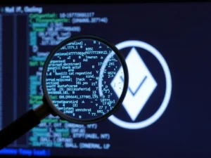 A digital magnifying glass highlighting the critical need for Monero analysis and accurate cryptocurrency data.