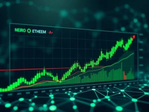 A digital chart visually representing Neiro Ethereum's price action and technical indicators, illustrating recent bullish momentum in crypto market analysis.