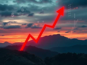 A steep red arrow on a digital chart illustrating the shocking NFP price drop and significant crypto volatility.