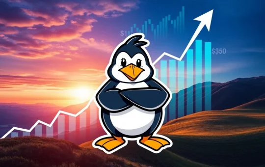 A chart illustrating the dramatic surge in PENGU's open interest and derivatives volume, highlighting significant crypto trading momentum.