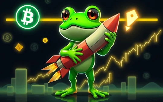 Pepeto meme coin mascot launching toward 100x growth in crypto market