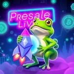 Pepeto meme coin mascot launching with Ethereum blockchain technology
