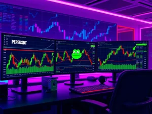 A crypto trader analyzing PEPEUSDT charts, highlighting key support, resistance, and technical signals for Pepe price analysis.