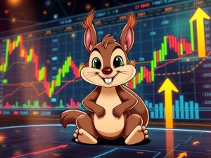 Peanut the Squirrel (PNUTUSDT) market analysis, illustrating crypto price movements and technical indicators on a digital trading chart.
