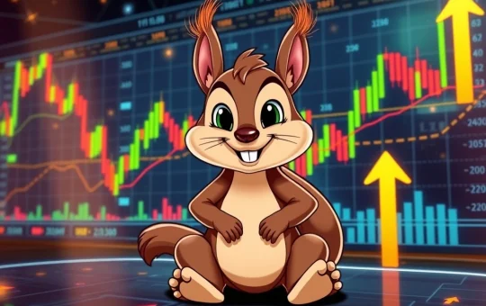 Peanut the Squirrel (PNUTUSDT) market analysis, illustrating crypto price movements and technical indicators on a digital trading chart.