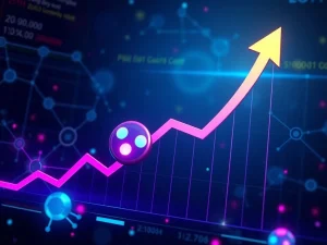 Polkadot (DOT) price chart showing an upward trend, symbolizing its recent crypto surge driven by protocol upgrades.