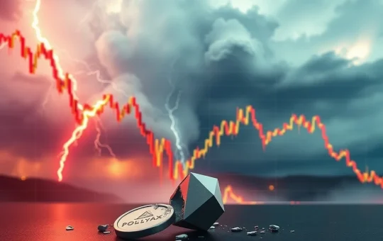 A digital chart illustrating the catastrophic POLYX price drop, symbolizing extreme market volatility and investor uncertainty.