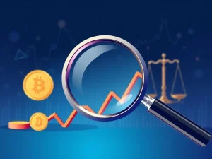 A chart showing a sharp decline for PORTO crypto, with regulatory symbols indicating a crucial test for investor confidence.