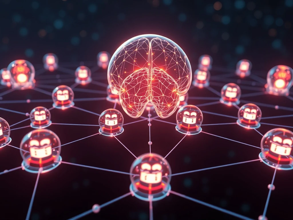 A conceptual image showing blockchain networks safeguarding data, representing Oraichain, Pinlink, and RSS3's efforts in building privacy-first AI.