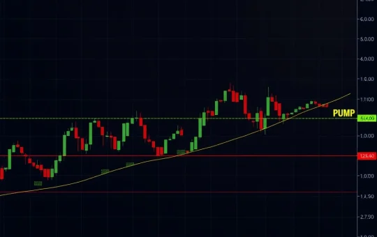 A cryptocurrency chart illustrating the Pump.fun price under bearish pressure, with the RSI indicator below 50 and tightening Bollinger Bands signaling a critical support test.