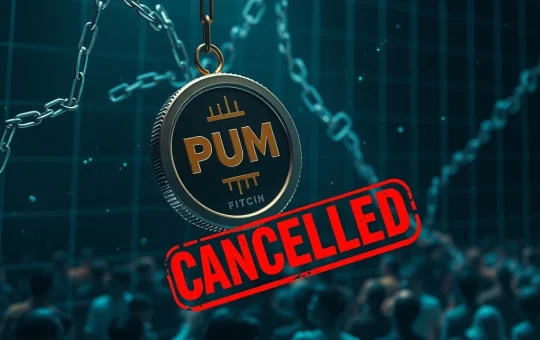 A dramatic image showing the PUMP token plummeting, symbolizing its price crash after the Pump.Fun airdrop cancellation.