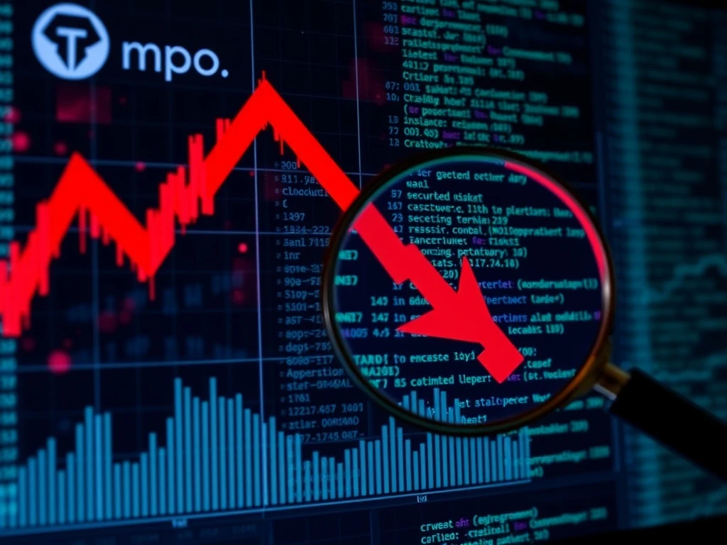 A graph illustrating the PUMP token price drop and volume decline, symbolizing market speculation around Pump.fun's incentive program.