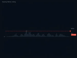 PYTH price chart showing a period of consolidation with low trading volume, indicating market indecision.